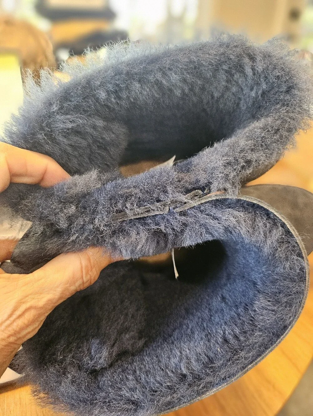 UGG Bailey Bows Women's Suede Cozy Winter Fur Boots - Gray Blue Size 9